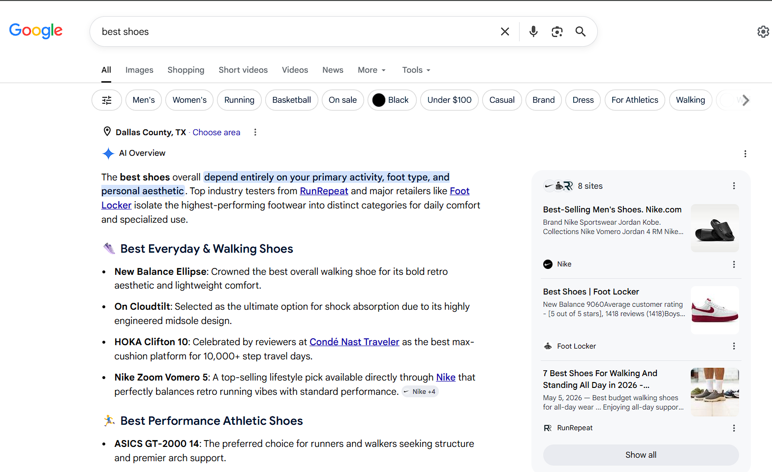 Example of an AI-generated answer citing an optimised page